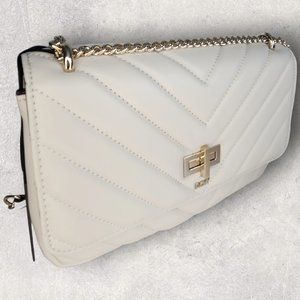 DKNY Ivory Quilted Veronica Shoulder Bag with Turn Lock - NWT